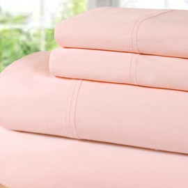 Superior Cotton Percale Deep Pocket Sheet Set, Queen, Blush, 4-Pieces