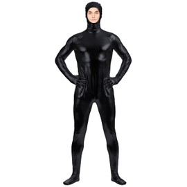 VSVO Shiny Spandex Open Face Full Bodysuit Zentai Costume (XX-Large, Black)