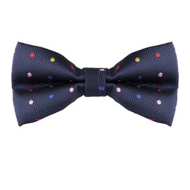 Allegra K Men's Pre-Tied Adjustable Polka Dots Neck Ties Tuxedo Work Party Prom Bowtie Navy Blue Colorful One Size