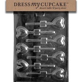 Dress My Cupcake Chocolate Candy Mold, Small Heart Lollipop, Valentine's Day