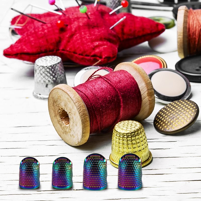 4 Pcs Sewing Thimble, Metal Dazzle Copper Sewing Thimble Finger