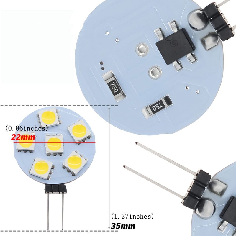8Pcs G4 Base 1W LED Light Bulbs Equivalent to 10W