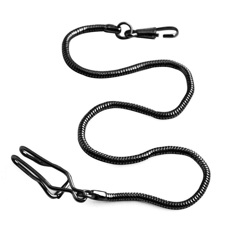 BOSHIYA Clip Pocket Watch Chain Vintage Metal Alloy Black Pocket
