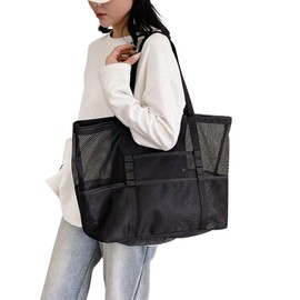 GOCROWEEN Pool Bag, Mesh Bag, Tote Bag, Shoulder Bag, Children's Pool Bag, Mesh Material, Lightweight, Breathable, Large Capacity, Beach Bag, Clear Bag, Swimming Bag, For Hot Springs, Travels,