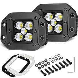 OFFROADTOWN Flush Mount LED Pods,2PCS 5 Inch 100W LED Driving Lights Spot Flood Combo Beam Reverse Backup Light Waterproof Flush Mount Light Pods Off Road Lights for Truck Pickup Jeep UTV ATV SUV