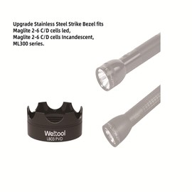 Weltool LB03PVD Flashlight Protective Flashlight Strike Bezel Black For Maglite C/D ML300L & ML300 LX