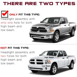 JSBOYAT Headlight Assembly Compatible with 2009 2010 2011 2012 Dodge Ram 1500 2500 3500 OE Replacement Headlamp Chrome Housing (Only Fit for Dual Beam Model)