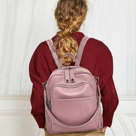 BOYATU Genuine Leather Backpack Purse for Women: Anti Theft Convertible Soft Backpacks - Elegant Womens Travel Backpack (06 Coral Pink)