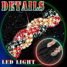 Fstrend Christmas Elastic Rhinestone Hairbands Crystal Headband Multicolors Sparkle Head Chain Headpieces for Women (Red-Green-Gold, M)