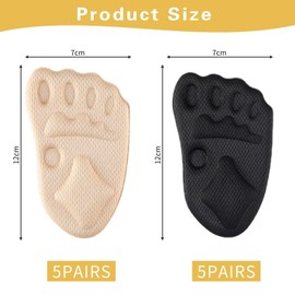 IDNVFY 10 Pairs Non Slip Foot Pads, Soft and Comfortable Forefoot Pads, Invisible College Foot Pads, Shoe Accessories