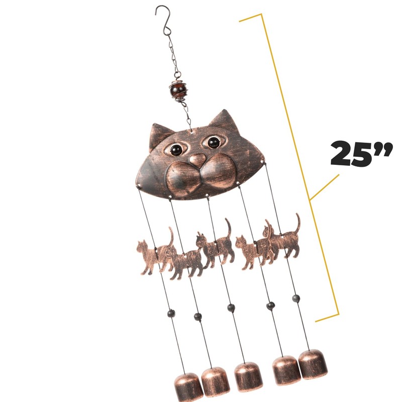 VP Home 20" H Fancy Cat Wind Chimes for Outside
