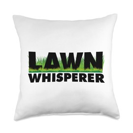 Groundskeeper Garden Lawn Care Lawn Mowing Gift Lawn Whisperer Funny Gardener Gag Outfit Men Women Throw Pillow, 18x18, Multicolor