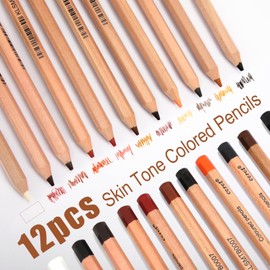 ofone Skin Tone Colored Pencils, 12 Colors Pastel Pencils Set for Adult Coloring Books, Art Supplies for Artists Beginner Portraits Drawing Sketching Shading