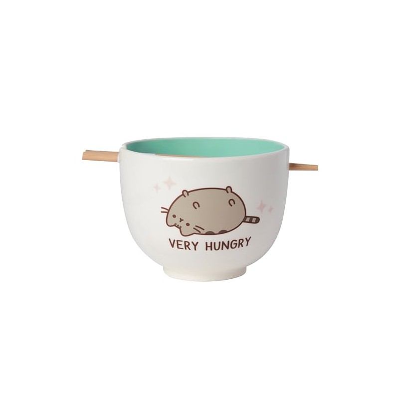 Enesco Pusheen the Cat Very Hungry Ramen Bowl with Chopsticks,