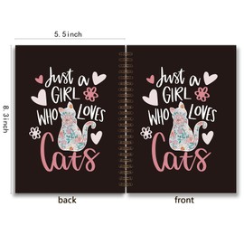 foedor Just A Girl Who Loves Cats Spiral Notebook,Cat Notebook for Girls, Cat Floral College Ruled Notebook for Work Writing Journaling,Hardcover Spiral Notebook for Offices Schools Classrooms,Gifts for Cat Lovers