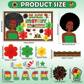 Black History Month Bulletin Board Classroom Decoration Black History Paper Cutouts 3D African American Inspirational Paper Fans for Happy Juneteeth Classroom School Chalkboard Wall Decor Supplies