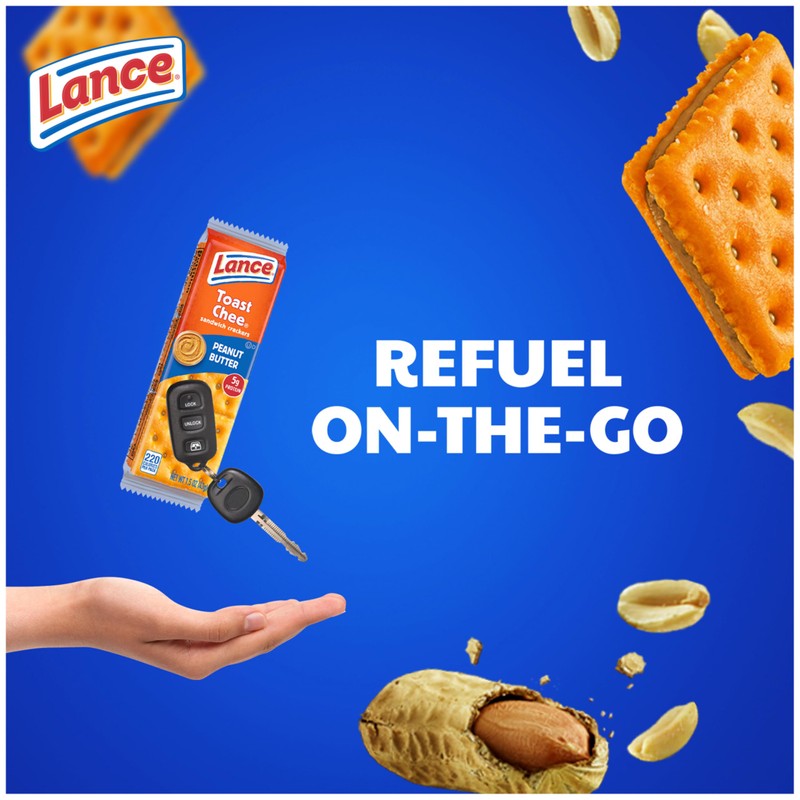 Lance Sandwich Crackers, ToastChee Peanut Butter, 20 Individually Wrapped Packs,