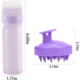 Root Comb Applicator Bottle and Scalp Massager Shampoo Brush Hair Coloring Dye Hair Tools Hairdressing Products for Home Salon Comb Applicators (Purple)