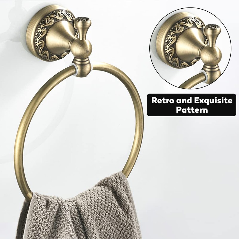 WINCASE Antique Brass Bathroom Accessories, Retro Adjustable Bathroom Hardware, Brass