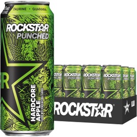 Rockstar Energy Drink Punched Hardcore Apple, 16 oz Cans (12 Pack) (Packaging May Vary)