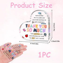 GCNWW Thank You Teacher Gifts for Women or Men, Heart Shaped Engraved Acrylic Gifts for Teachers, Christmas Birthday Teacher Gift for Women or Men