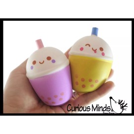 2 Bubble Tea Drink Squishy Squeeze Stress Ball Soft Doh Filling - Like Shaving C