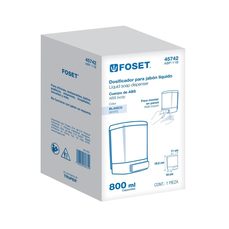 Foset Dosificador p/jabón líquido, BCO, Basic
