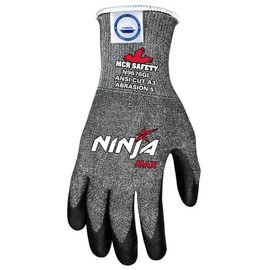 MCR Safety Medium Ninja Max 10 Gauge DSM Dyneema Diamond Technology Cut Resistant Gloves With Bi-Polymer Coated Palm