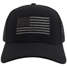 TSSGBL M-L, XL,XXL American Flag Trucker Hat Men Women Adjustable Extra Big Head Work Ball Cap Snapback Mesh USA Baseball Hat Black/Grey