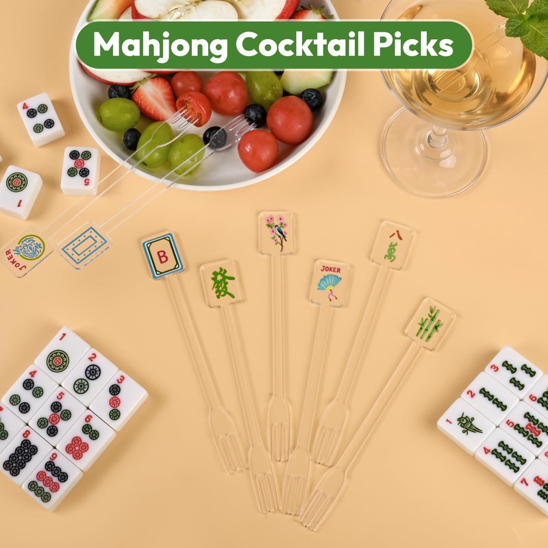 8 Pcs Mahjong Gifts Cocktail Picks Artistic Style, Acrylic Food