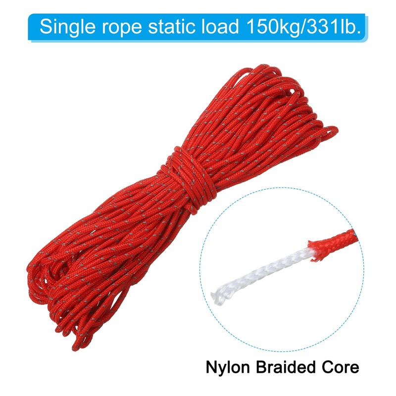 PATIKIL 65ft Reflective Guyline Camping Paracord 3mm Tent Cord Guyline