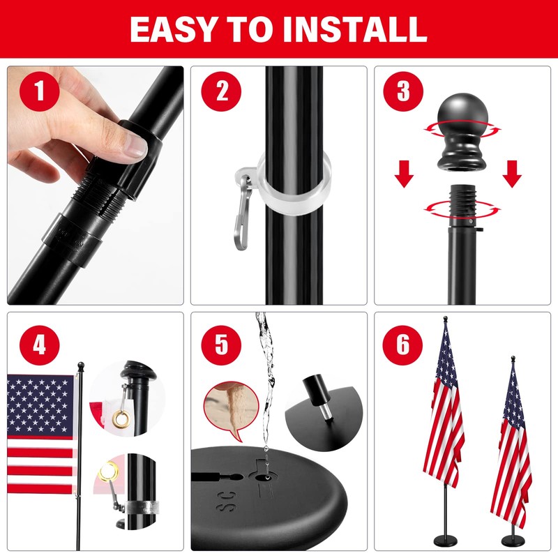 SENZHIYI Indoor Telescoping Flag Pole with Base 6FT-8FT,Aluminum Commercial Indoor