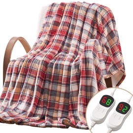 Homemate Electric Blanket Heated King Size - 100“x90“ Ultra Soft Cozy Flannel Heating Blanket with 10 Fast Heat Levels 8 Hours Auto Off Over-Heated Protection ETL Certification Keep Warm in Home