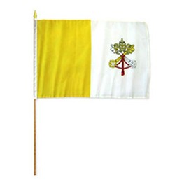 JumpingLight 12x18 12"x18" Wholesale Lot of 3 Vatican City Stick Flag Wood Staff - Quality Flags