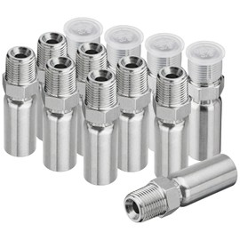 Racewill 12 Pack 3/8" NPTF Hydraulic Hose Fittings, 1/4" I.D. Hose x 3/8" NPTF Male with Protection Cover Hydraulic Hose End Crimp Fitting Kits