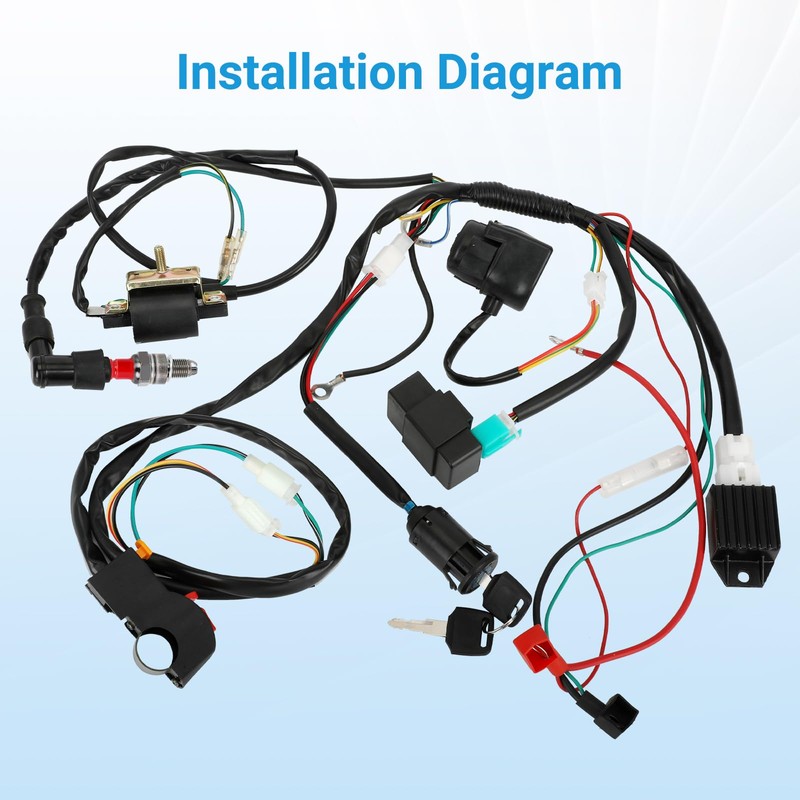 EOPOAYI Pit Bike Wiring Harness Electric Start Compatible with 50cc