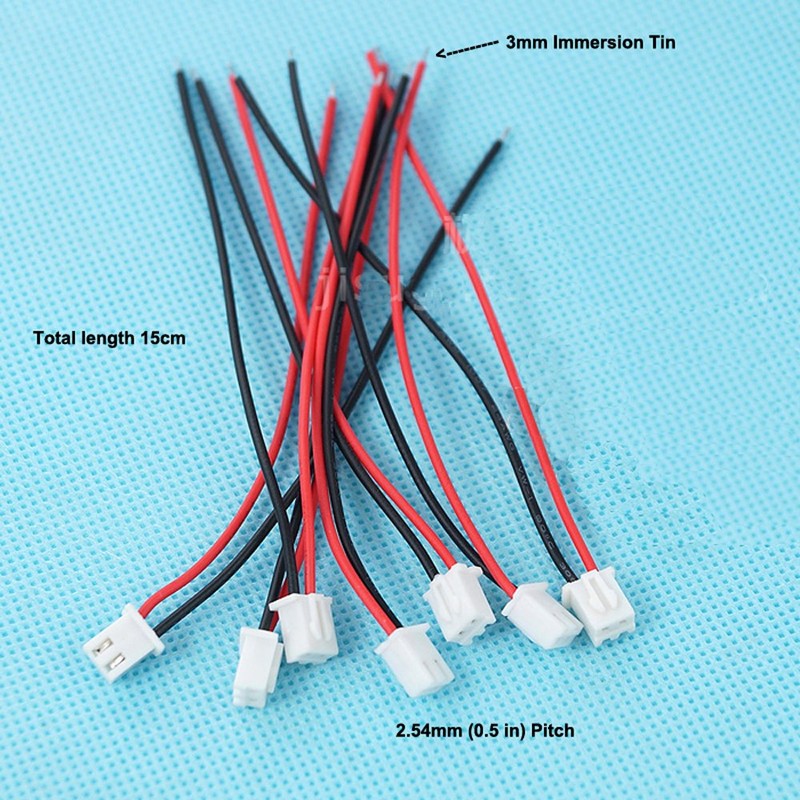 100pcs 15cm JST XH2.54-2P 2.54mm Pitch 2 Pin Connectors Kit