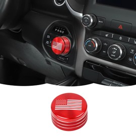 JWWY Gear Shift Shifter Switch Knob Transmission Gear Lever Gearstick Selector Knob Cover Trim for Dodge 2018-2024+ Dodge RAM 1500 Interior Accessories Special Editions Red Aluminum Alloy US Flag