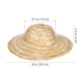 Luxshiny Mini Straw Hats 2pcs Mini Sombrero Hats Doll Dress Up Straw Woven Hat Caps Handmade Pet Hats for DIY Crafts Accessories 8inches