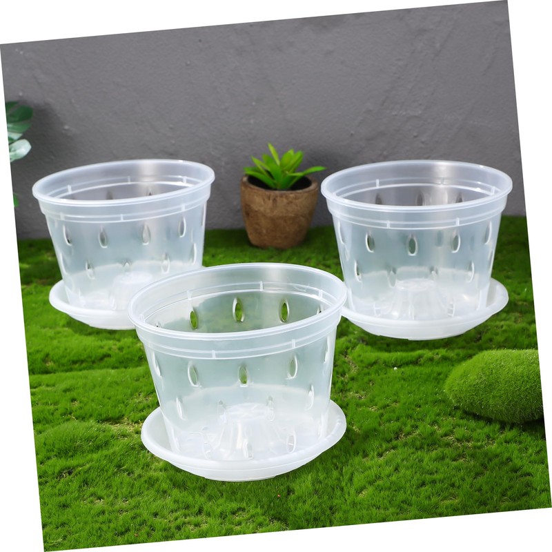 SUPVOX 5sets Clear Nursery Pots with Drainage Holes Transparent for