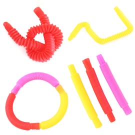 Toyland® Twisted Tubes - 3 Pack - 1 x Pink, 1 x Yellow, 1x Red - Sensory Fun Fidget Toys - Party Bag Fillers - Age 3+