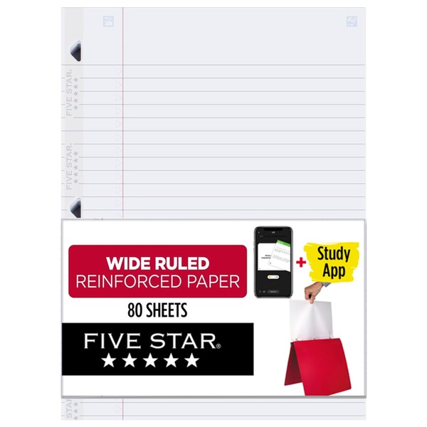 Five Star Five Star Loose Leaf Paper Plus Study App,