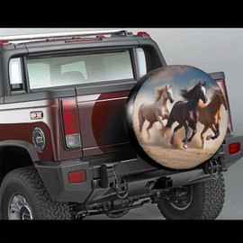 RV Spare Tire Cover Running Horses Wheel Covers 14 Inch No Camera Hole