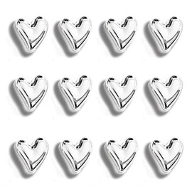 Janvelle 12PCS Refrigerator Magnets Silver Magnets for Fridge 0.79in Small Love Heart Cute Chrome Decorative Magnet Set for Home Kitchen Office Whiteboard Decor