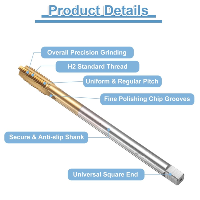 sourcing map 2pcs Straight Flute Thread Tap, M10 x 1.5