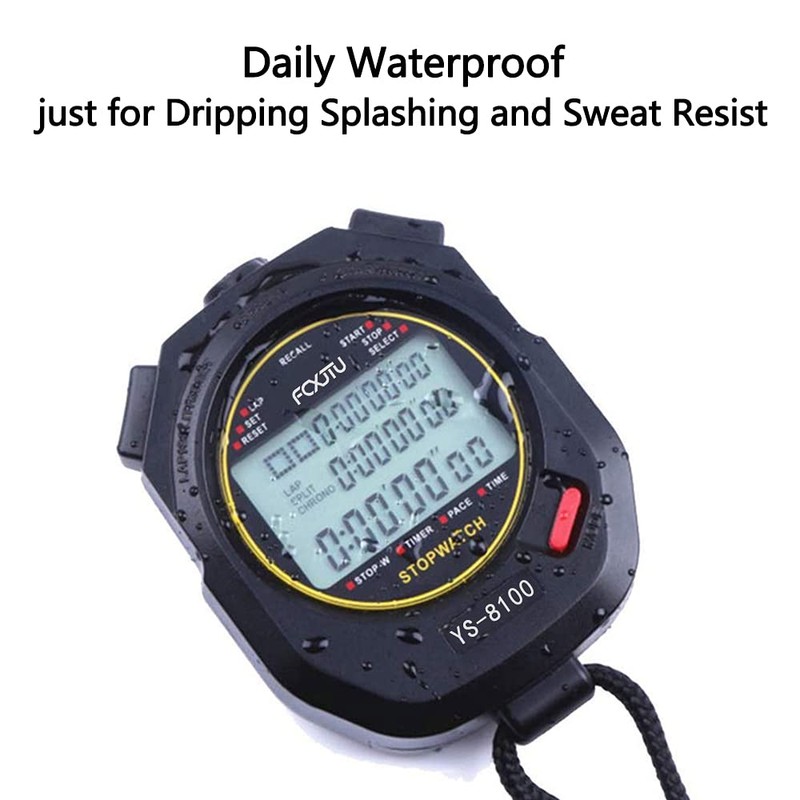 FCXJTU Digital Sports Stopwatch Timer 100 Rounds / Split Memory