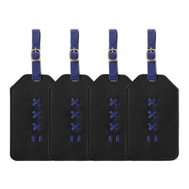 KINIVA 4 Pack Luggage Tags for Suitcase Women，Cute Suitcase Tags Identifiers Holder for Travel Cruise Essentials (Black & Blue-4 Pack)