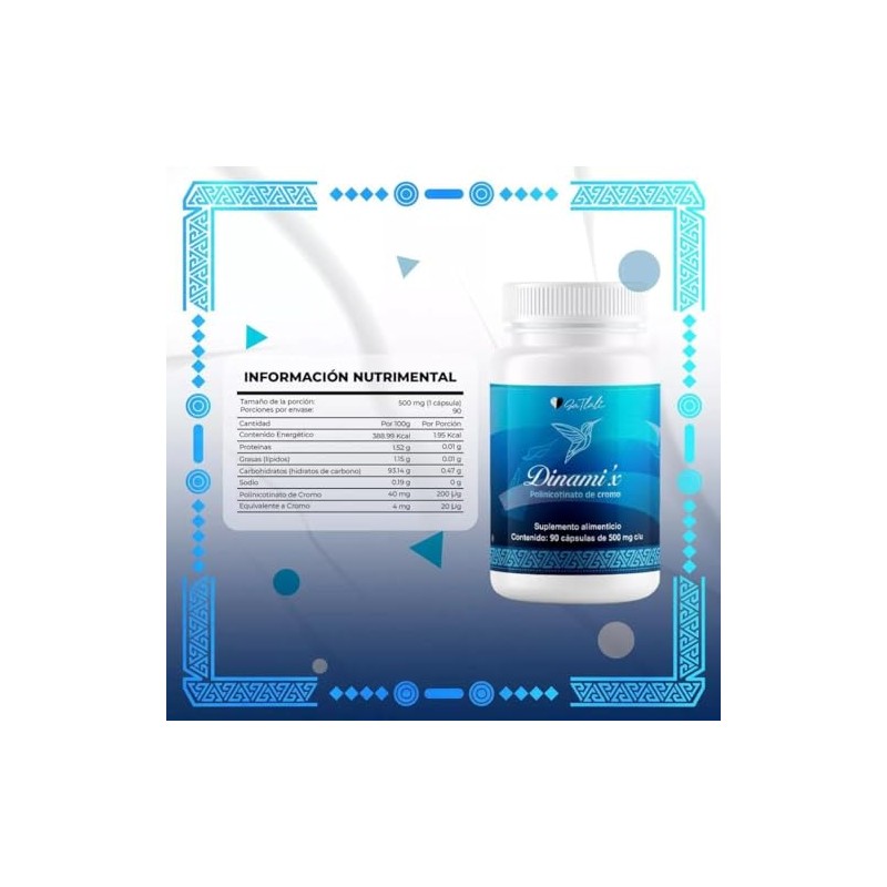 Gatlali Polinicotinato de Cromo Dynami´x Ga Tlali 90 capsulas 500mg