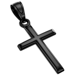 ZENLUNANO Exquisite Black Cross Necklace for Men and Women, Cross Chain with Top-grade Stainless Steel Cross Pendant, Only Small Cross Pendant, Fit for Pairing Chains by Yourself