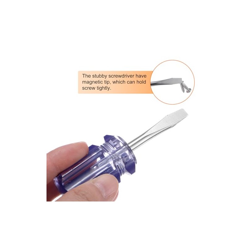 HARFINGTON 2pcs SL6 Short Tip Slotted Screwdriver Stubby Magnetic Flat